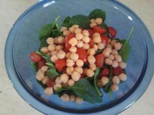 2. Tuna salad tossed with spinach, chick peas, cherry tomatoes, & balsamic vinaigrette
